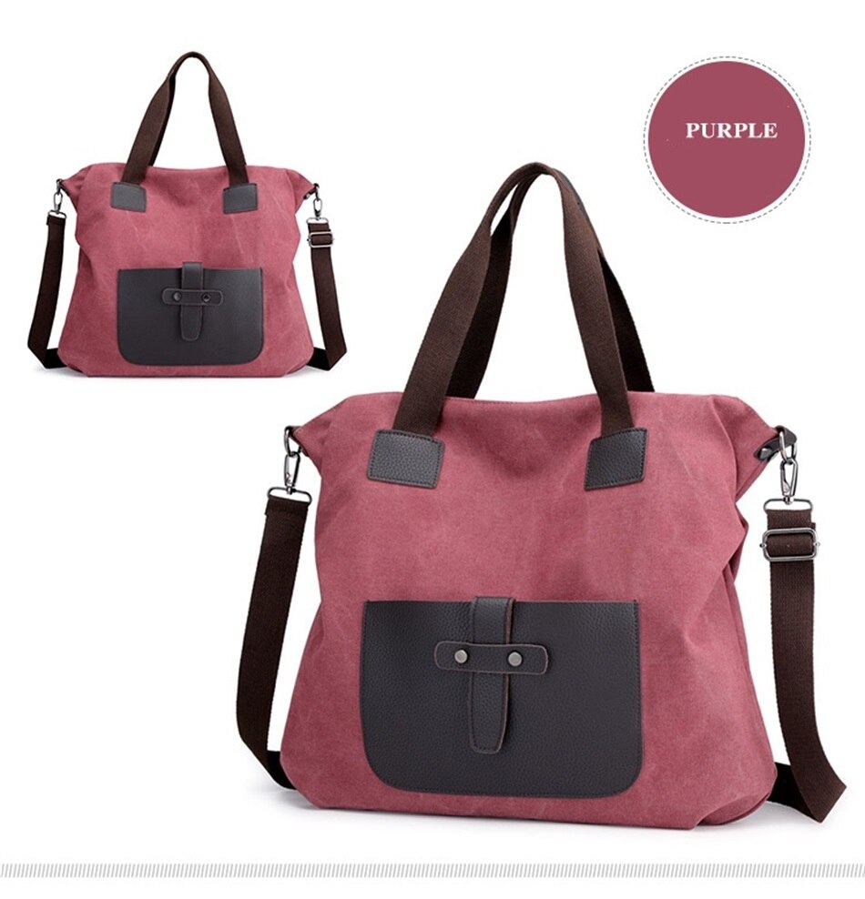 Vintage Element Canvas Large Capacity Crossbody Woman Bag Casual Shoulder Strap Detachable Tote Bag Shoulder Soft Fabric Handbag