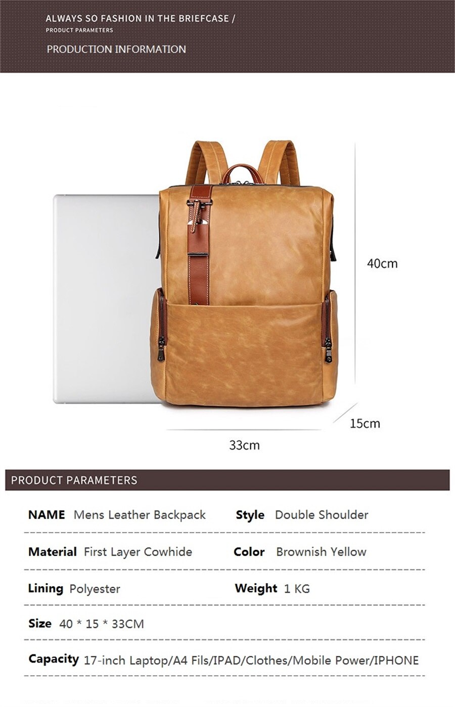 Leather Men Casual 17-Inch Laptop Backpack Travel Backpack Waterproof Men Top Quality Retro Genuine Cowhide First Layer Knapsack