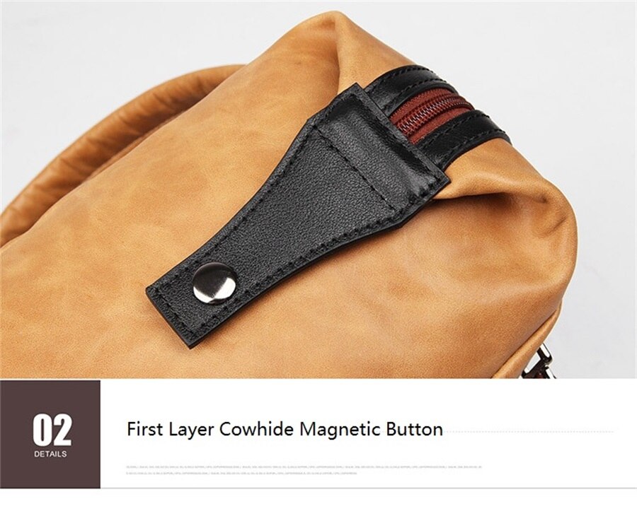 Leather Men Casual 17-Inch Laptop Backpack Travel Backpack Waterproof Men Top Quality Retro Genuine Cowhide First Layer Knapsack