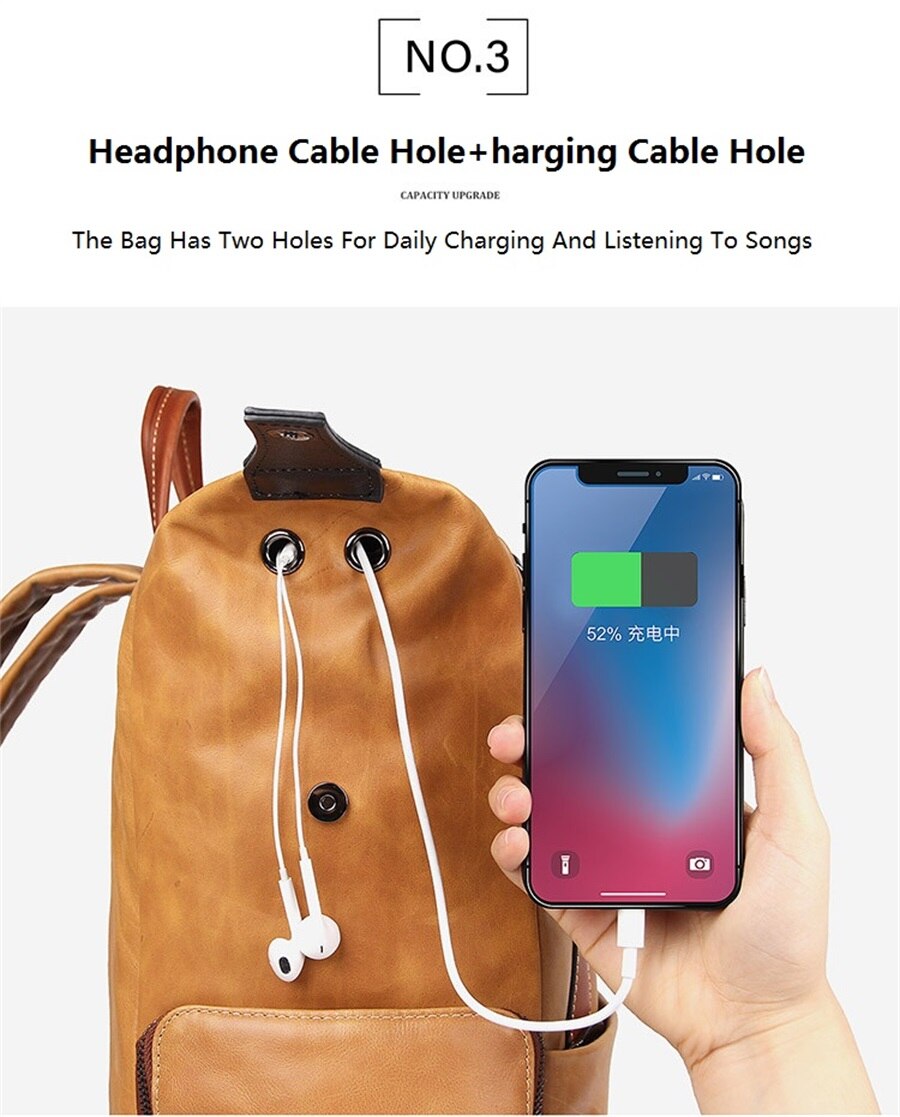 Leather Men Casual 17-Inch Laptop Backpack Travel Backpack Waterproof Men Top Quality Retro Genuine Cowhide First Layer Knapsack