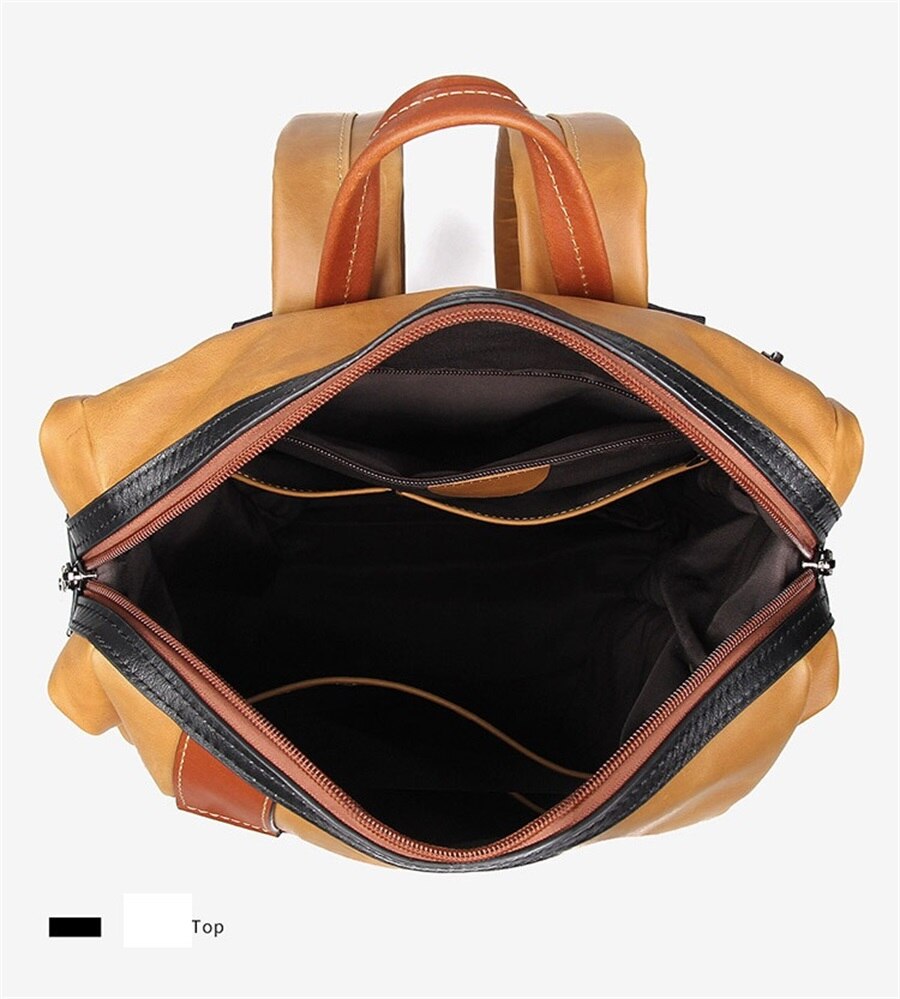 Leather Men Casual 17-Inch Laptop Backpack Travel Backpack Waterproof Men Top Quality Retro Genuine Cowhide First Layer Knapsack