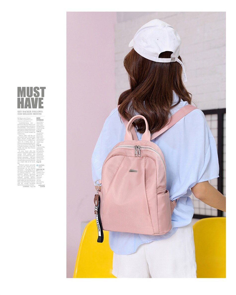 Simple Shoulders Women Bag Fashion Waterproof Nylon Cloth Shoulders Bag Korean Version Of The Wild Mini Shopping Travel Backpack