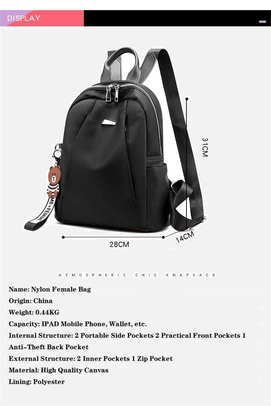 Simple Shoulders Women Bag Fashion Waterproof Nylon Cloth Shoulders Bag Korean Version Of The Wild Mini Shopping Travel Backpack