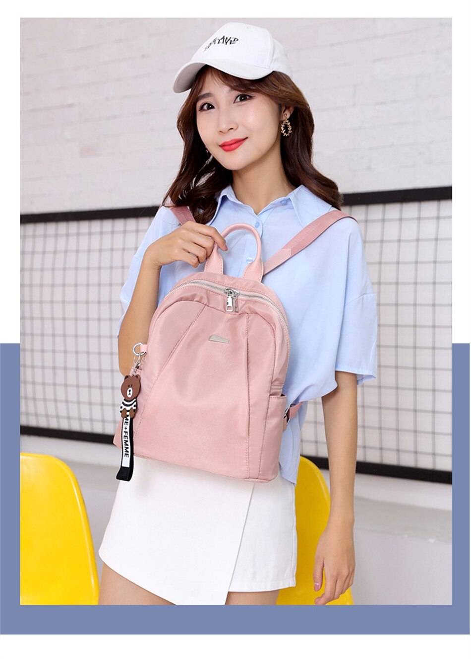 Simple Shoulders Women Bag Fashion Waterproof Nylon Cloth Shoulders Bag Korean Version Of The Wild Mini Shopping Travel Backpack