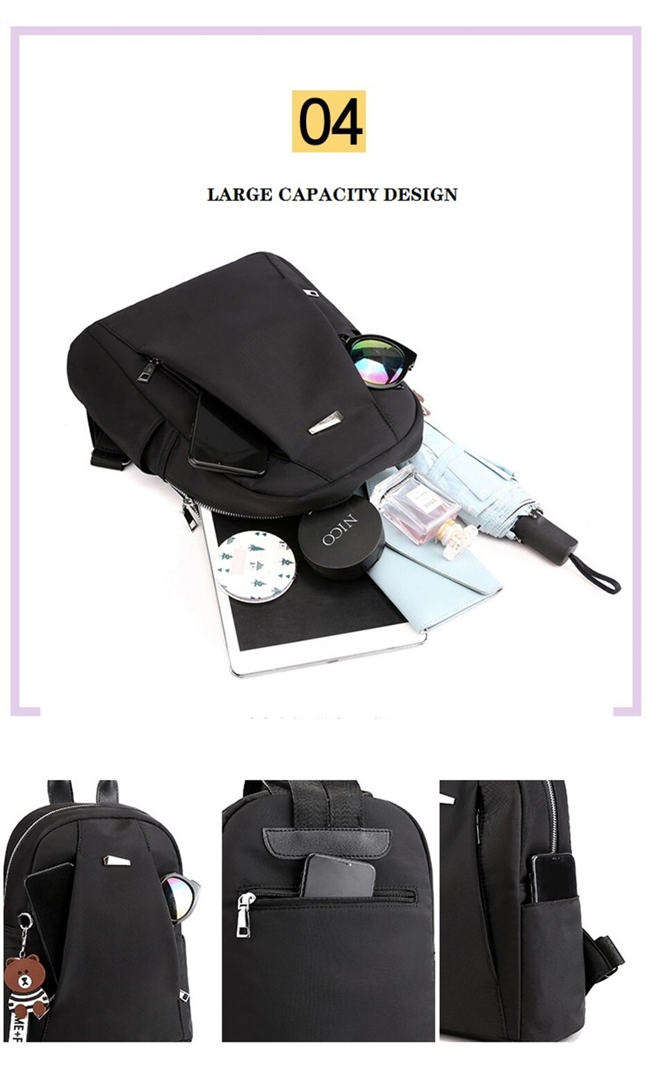 Simple Shoulders Women Bag Fashion Waterproof Nylon Cloth Shoulders Bag Korean Version Of The Wild Mini Shopping Travel Backpack