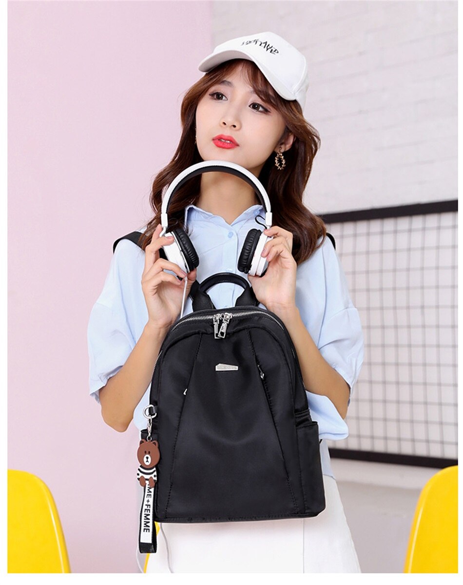 Simple Shoulders Women Bag Fashion Waterproof Nylon Cloth Shoulders Bag Korean Version Of The Wild Mini Shopping Travel Backpack