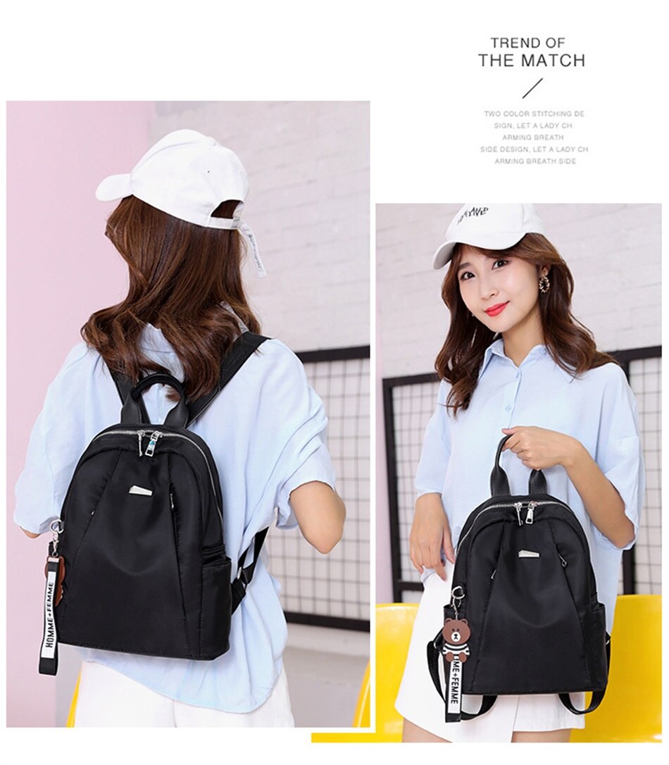 Simple Shoulders Women Bag Fashion Waterproof Nylon Cloth Shoulders Bag Korean Version Of The Wild Mini Shopping Travel Backpack