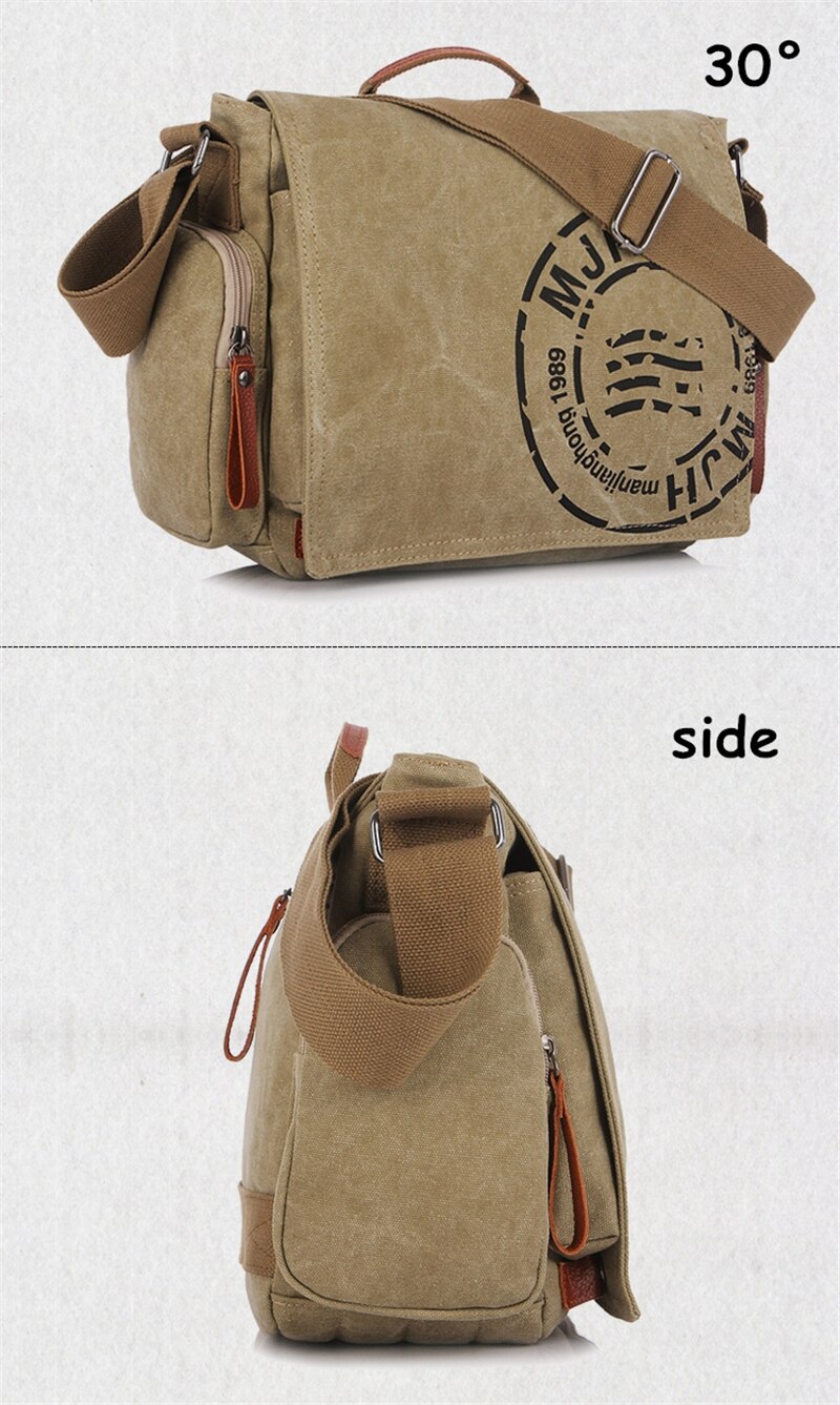 Men's Vintage Messenger Bags Quality Canvas Shoulder Bag Men Casual Business Crossbody School Bag Sports Printing Travel Handbag