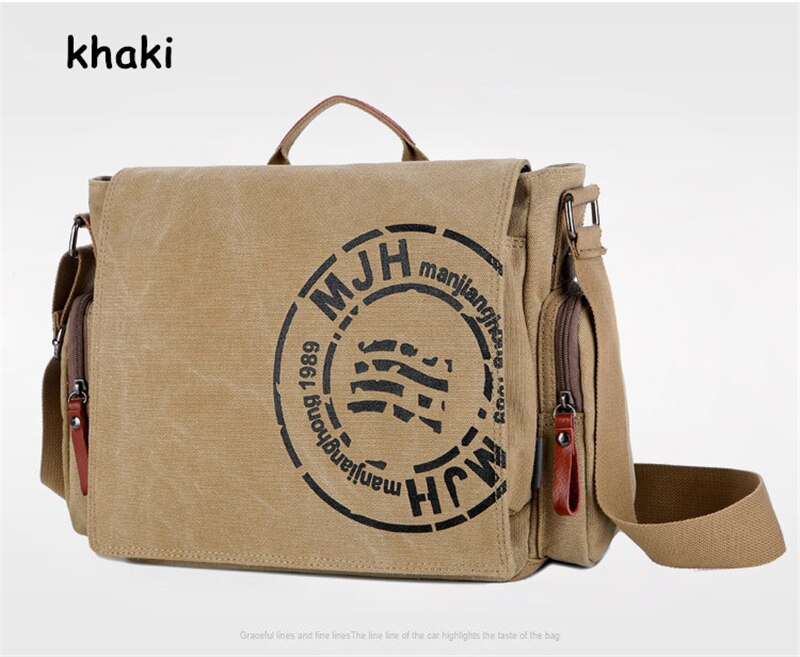Men's Vintage Messenger Bags Quality Canvas Shoulder Bag Men Casual Business Crossbody School Bag Sports Printing Travel Handbag