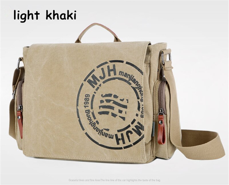 Men's Vintage Messenger Bags Quality Canvas Shoulder Bag Men Casual Business Crossbody School Bag Sports Printing Travel Handbag