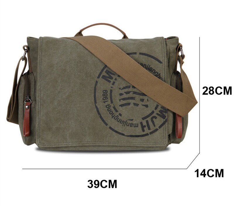 Men's Vintage Messenger Bags Quality Canvas Shoulder Bag Men Casual Business Crossbody School Bag Sports Printing Travel Handbag