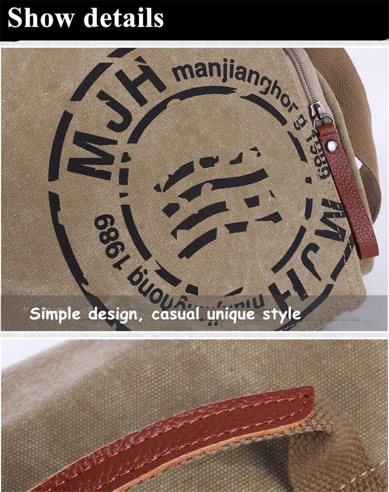 Men's Vintage Messenger Bags Quality Canvas Shoulder Bag Men Casual Business Crossbody School Bag Sports Printing Travel Handbag