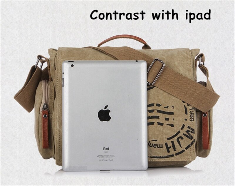 Men's Vintage Messenger Bags Quality Canvas Shoulder Bag Men Casual Business Crossbody School Bag Sports Printing Travel Handbag