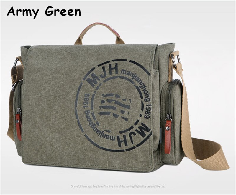 Men's Vintage Messenger Bags Quality Canvas Shoulder Bag Men Casual Business Crossbody School Bag Sports Printing Travel Handbag