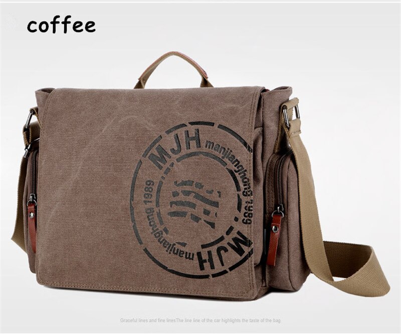 Men's Vintage Messenger Bags Quality Canvas Shoulder Bag Men Casual Business Crossbody School Bag Sports Printing Travel Handbag