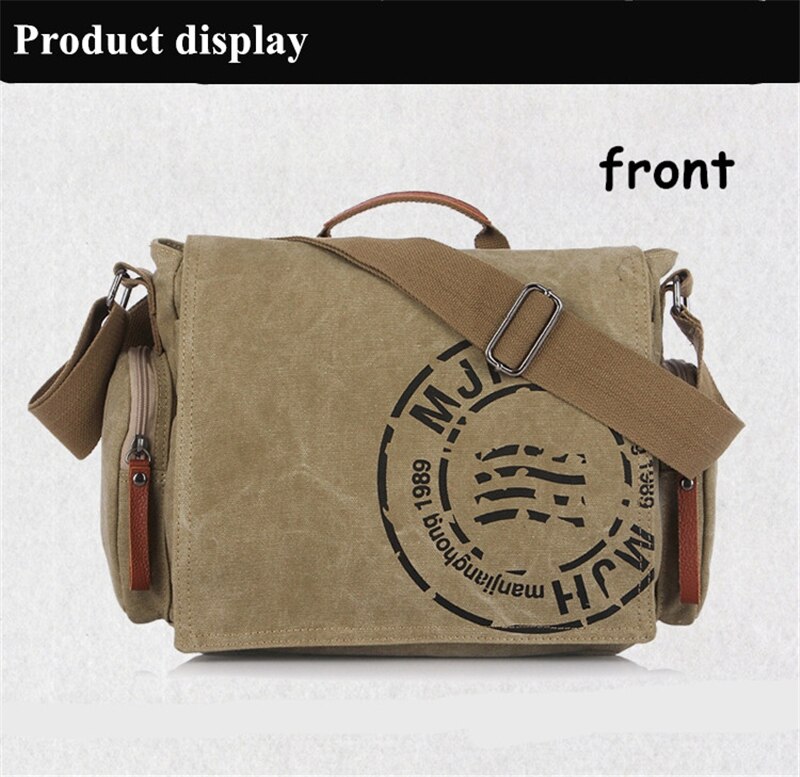 Men's Vintage Messenger Bags Quality Canvas Shoulder Bag Men Casual Business Crossbody School Bag Sports Printing Travel Handbag