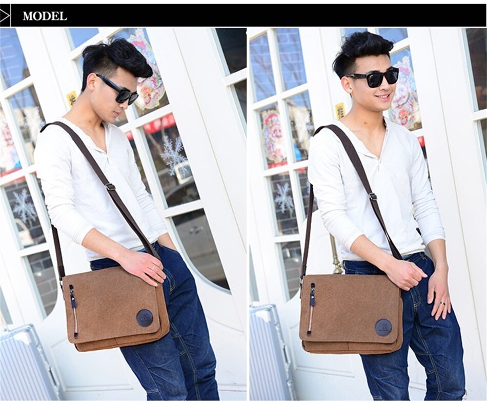 2019 New Fashion Trends Canvas Bags  Business Documents Solid Color Male Bags Urban Leisure Sport Travel Messenger Shoulder Bags