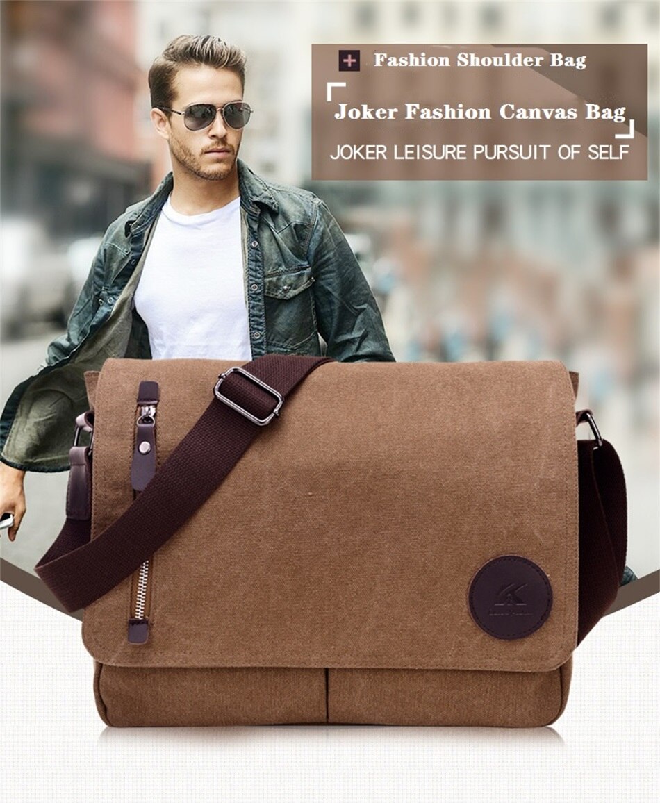 2019 New Fashion Trends Canvas Bags  Business Documents Solid Color Male Bags Urban Leisure Sport Travel Messenger Shoulder Bags