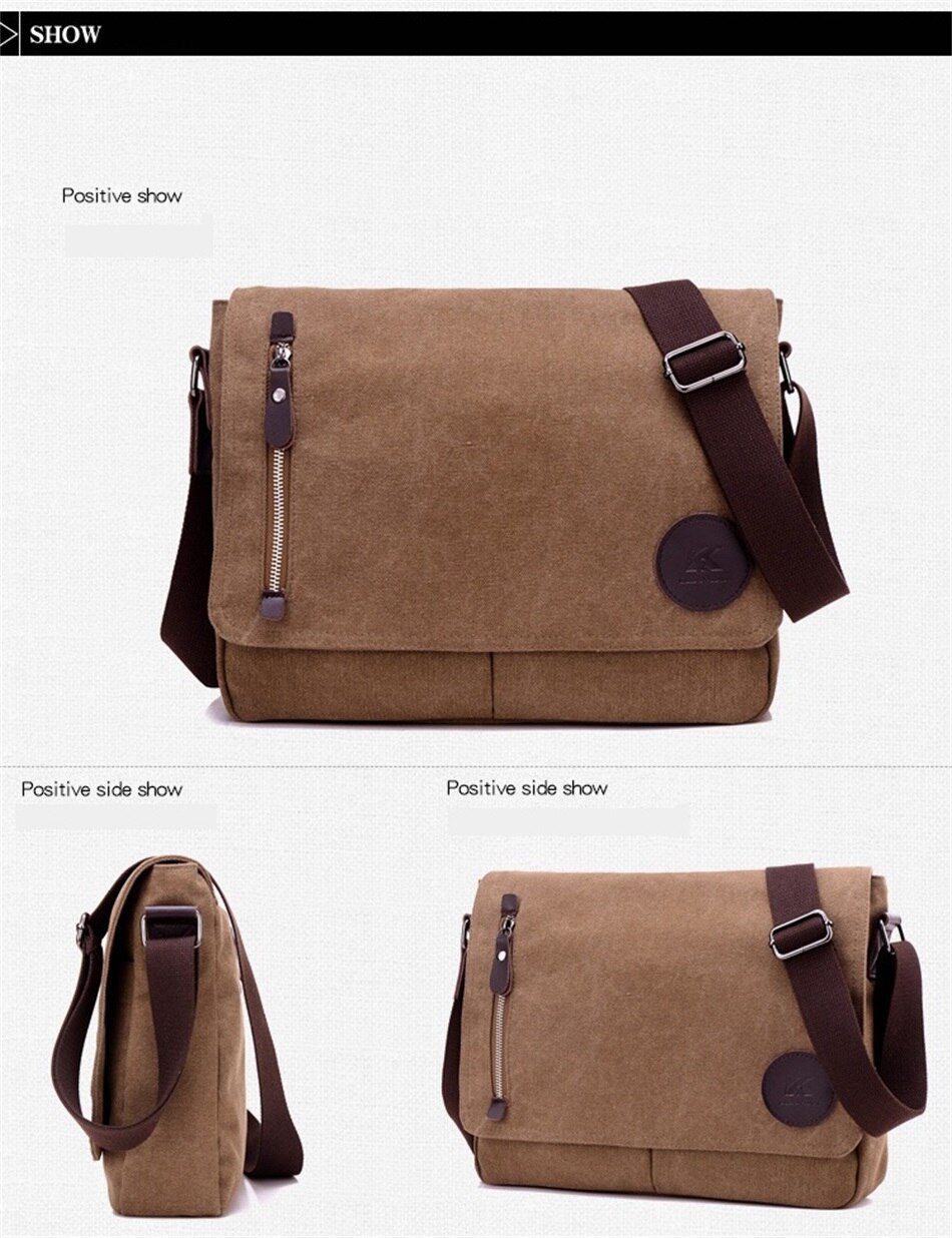 2019 New Fashion Trends Canvas Bags  Business Documents Solid Color Male Bags Urban Leisure Sport Travel Messenger Shoulder Bags