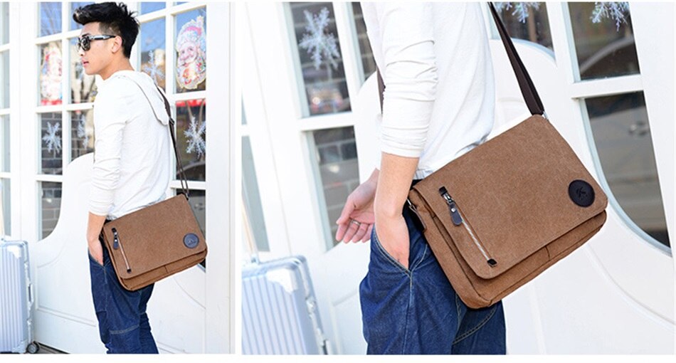 2019 New Fashion Trends Canvas Bags  Business Documents Solid Color Male Bags Urban Leisure Sport Travel Messenger Shoulder Bags