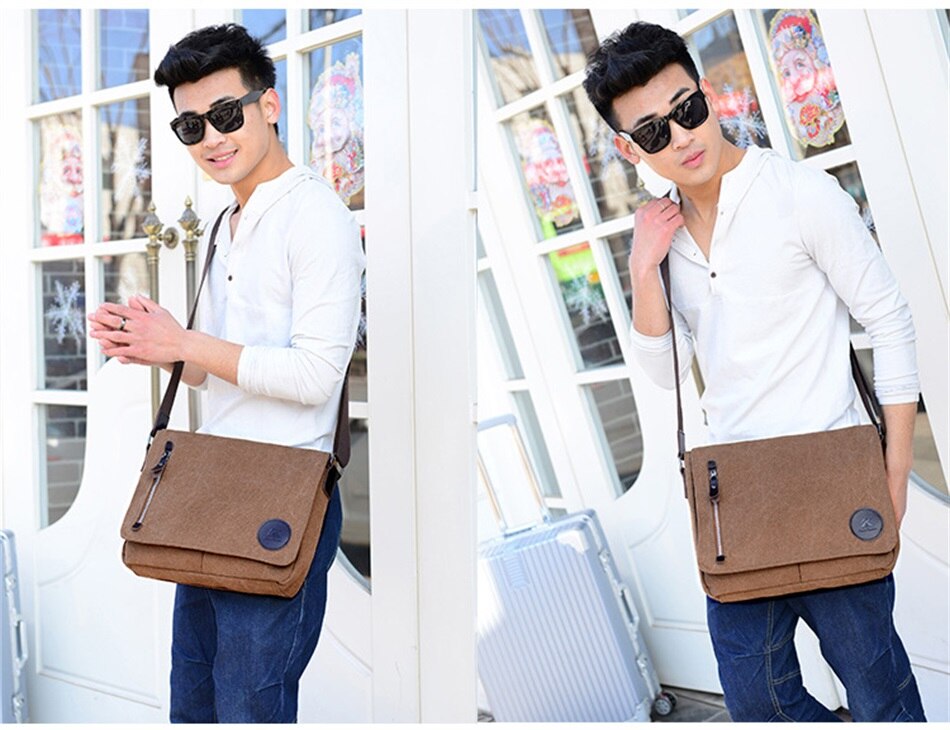 2019 New Fashion Trends Canvas Bags  Business Documents Solid Color Male Bags Urban Leisure Sport Travel Messenger Shoulder Bags