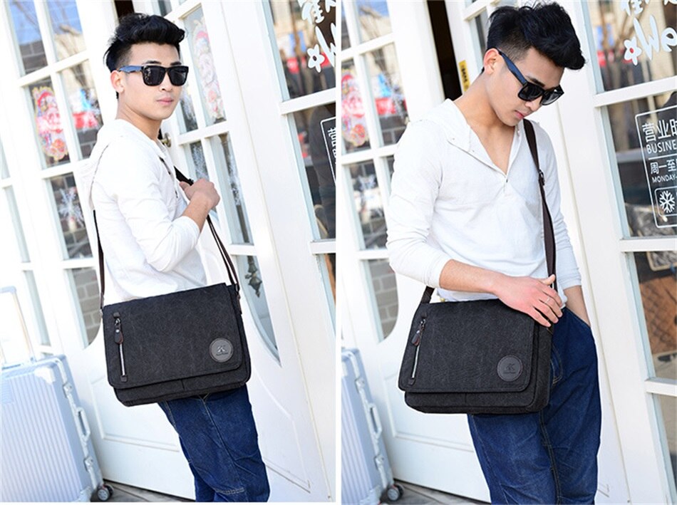 2019 New Fashion Trends Canvas Bags  Business Documents Solid Color Male Bags Urban Leisure Sport Travel Messenger Shoulder Bags