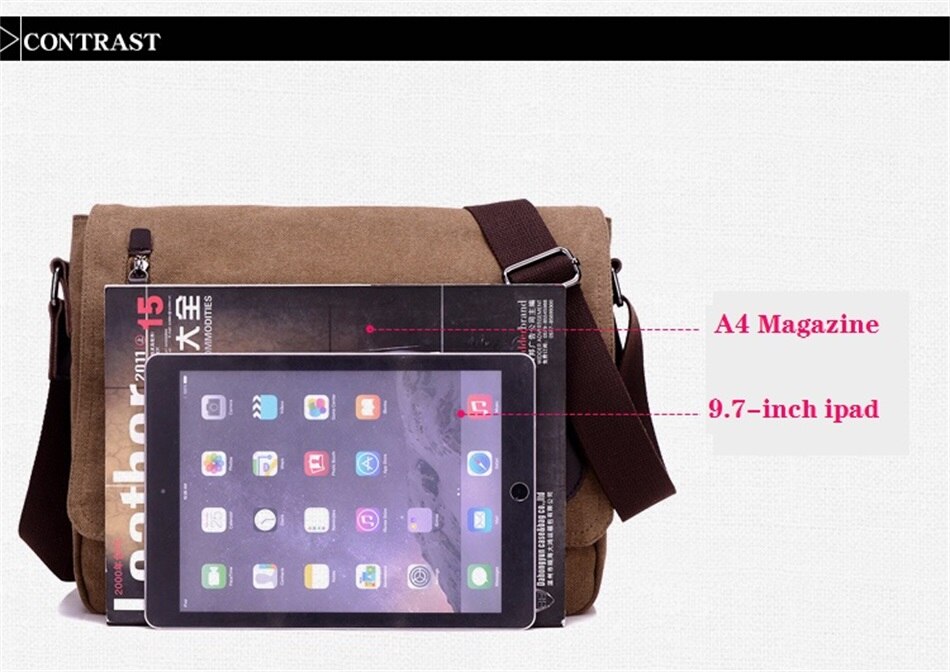 2019 New Fashion Trends Canvas Bags  Business Documents Solid Color Male Bags Urban Leisure Sport Travel Messenger Shoulder Bags