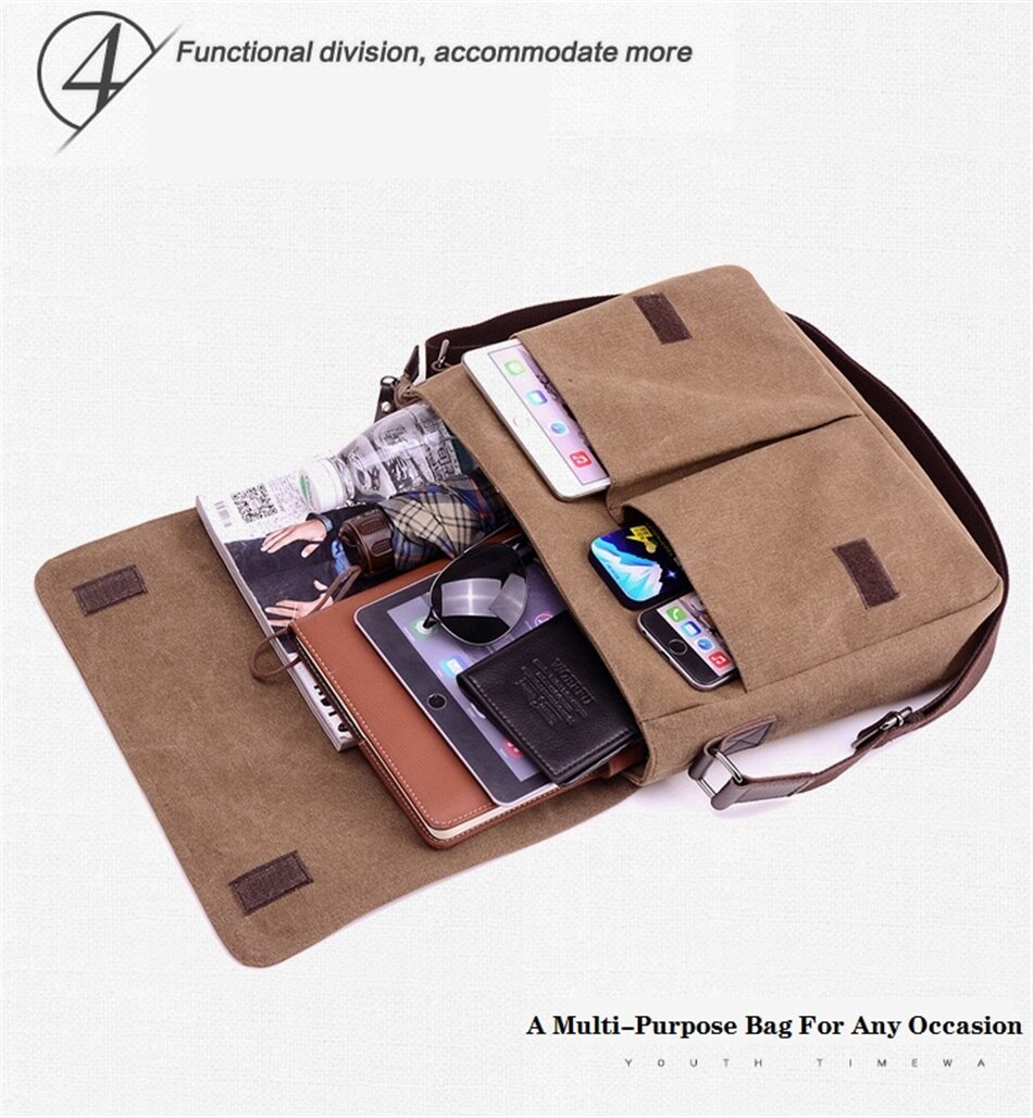 2019 New Fashion Trends Canvas Bags  Business Documents Solid Color Male Bags Urban Leisure Sport Travel Messenger Shoulder Bags
