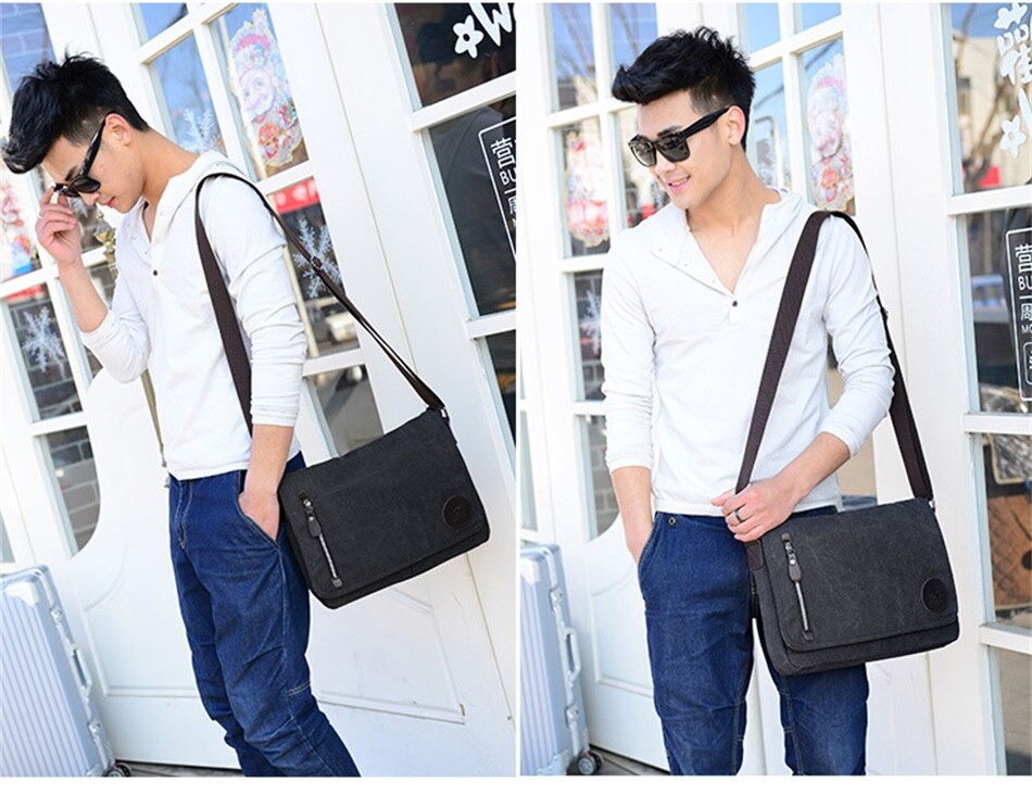 2019 New Fashion Trends Canvas Bags  Business Documents Solid Color Male Bags Urban Leisure Sport Travel Messenger Shoulder Bags