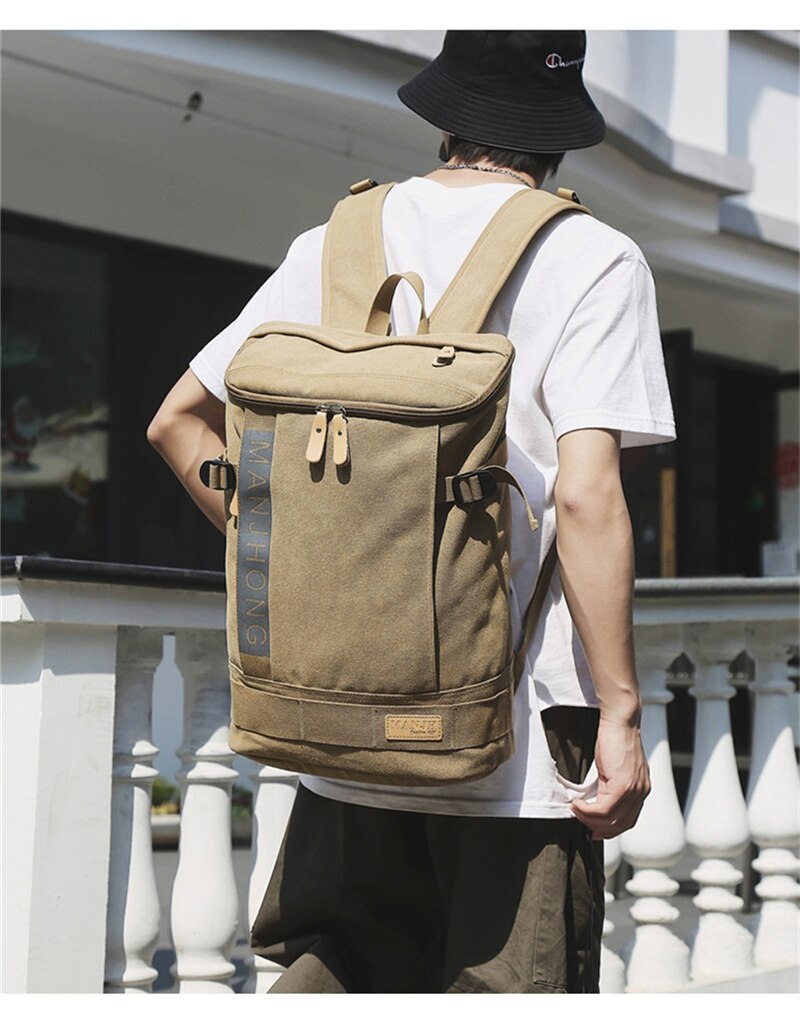Fashion Men Canvas Backpacks School Teenager Student Large Capacity Harajuku Bag Waterproof Casual Street Laptop Travel Backpack