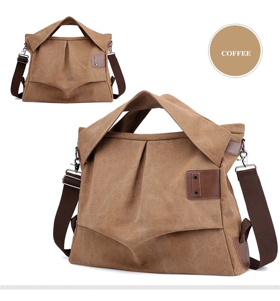 Fashion Leisure Ladies Canvas Handbag Solid Color Woman Crossbody Bag Pleated Soft Breathable Short-Distance Shopping Travel Bag