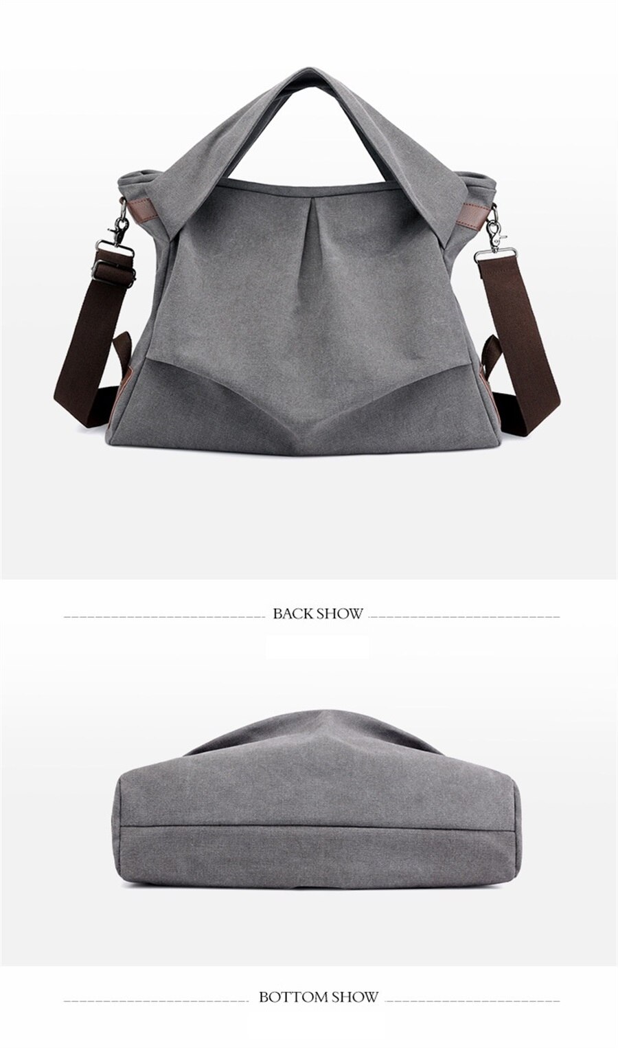 Fashion Leisure Ladies Canvas Handbag Solid Color Woman Crossbody Bag Pleated Soft Breathable Short-Distance Shopping Travel Bag