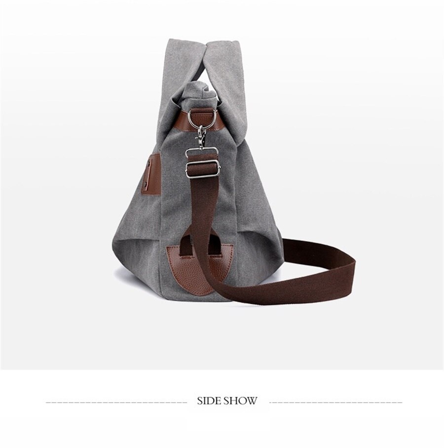 Fashion Leisure Ladies Canvas Handbag Solid Color Woman Crossbody Bag Pleated Soft Breathable Short-Distance Shopping Travel Bag