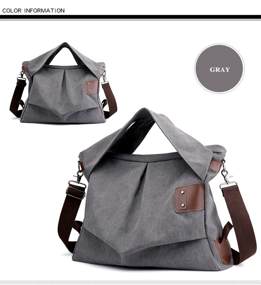 Fashion Leisure Ladies Canvas Handbag Solid Color Woman Crossbody Bag Pleated Soft Breathable Short-Distance Shopping Travel Bag