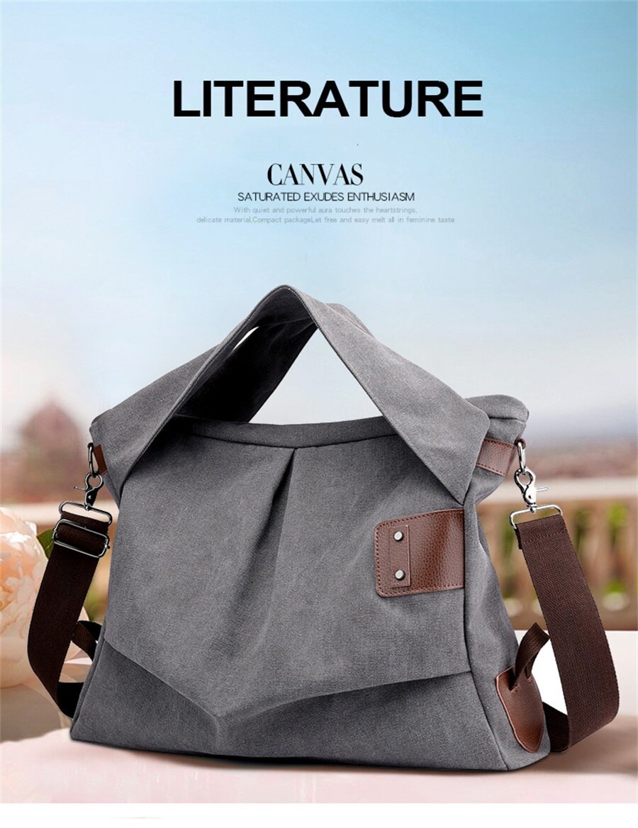 Fashion Leisure Ladies Canvas Handbag Solid Color Woman Crossbody Bag Pleated Soft Breathable Short-Distance Shopping Travel Bag