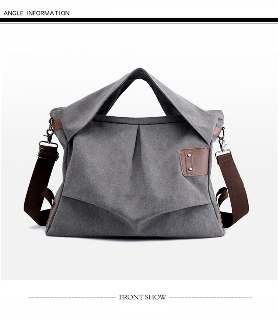 Fashion Leisure Ladies Canvas Handbag Solid Color Woman Crossbody Bag Pleated Soft Breathable Short-Distance Shopping Travel Bag