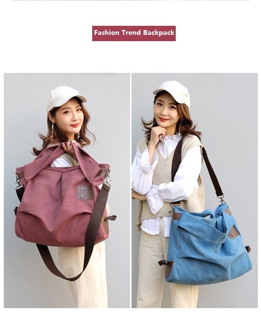 Fashion Leisure Ladies Canvas Handbag Solid Color Woman Crossbody Bag Pleated Soft Breathable Short-Distance Shopping Travel Bag