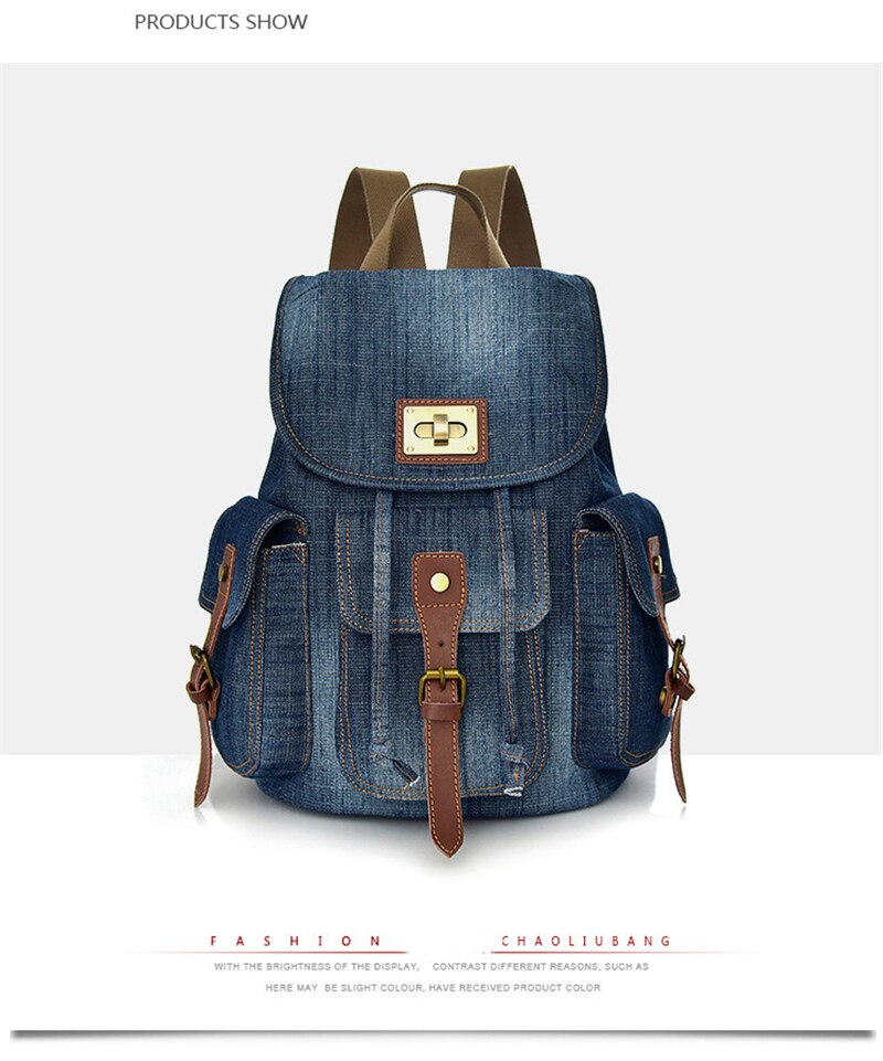 New Retro Denim Backpack Female Casual Travel School Bags For Teenage Girls Outdoor Sports Shopping Anti-Theft Laptop Backpacks