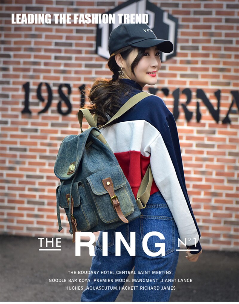 New Retro Denim Backpack Female Casual Travel School Bags For Teenage Girls Outdoor Sports Shopping Anti-Theft Laptop Backpacks