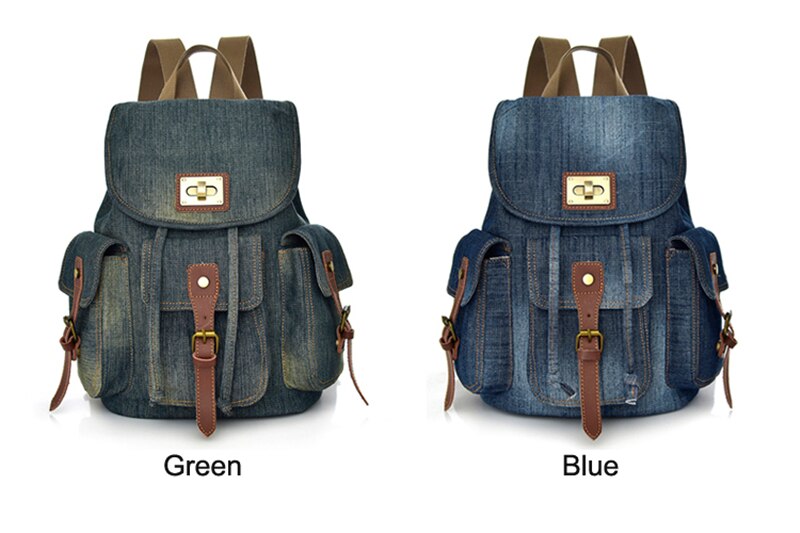New Retro Denim Backpack Female Casual Travel School Bags For Teenage Girls Outdoor Sports Shopping Anti-Theft Laptop Backpacks