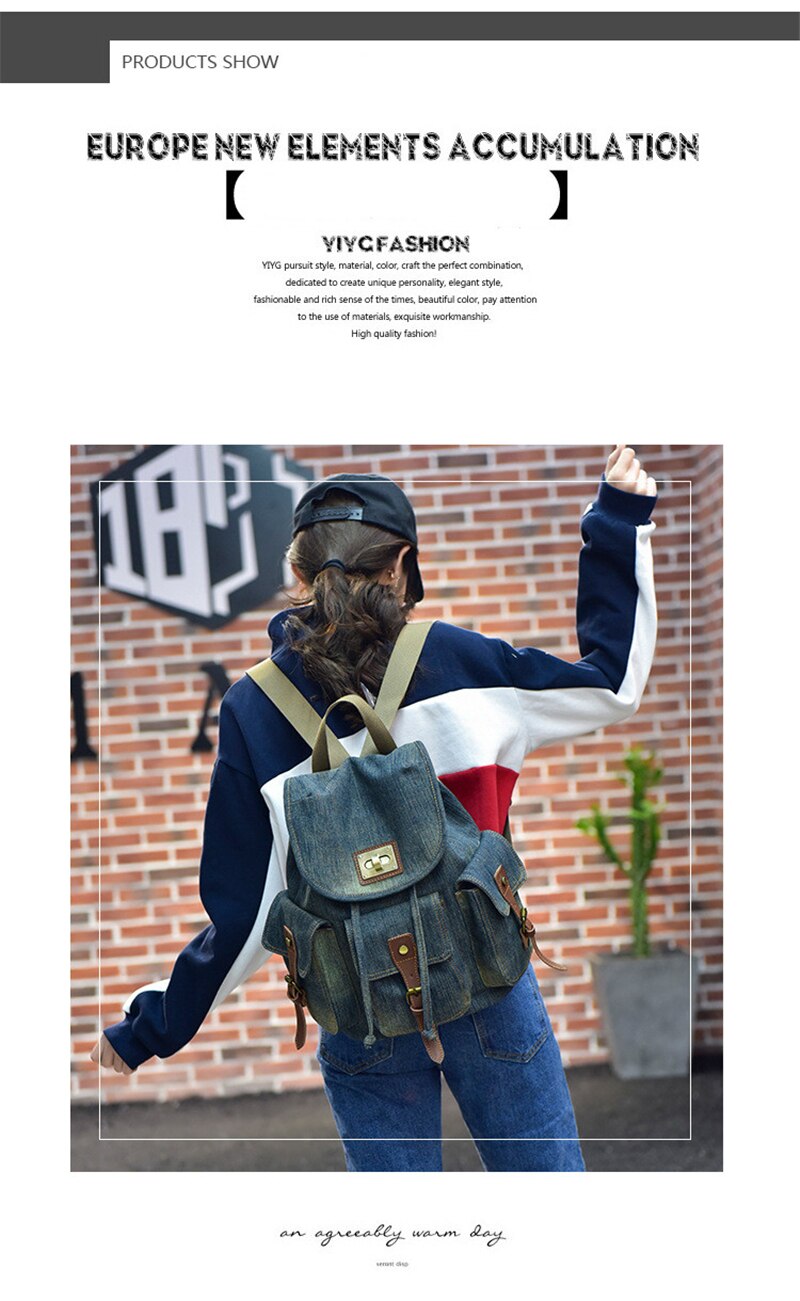 New Retro Denim Backpack Female Casual Travel School Bags For Teenage Girls Outdoor Sports Shopping Anti-Theft Laptop Backpacks