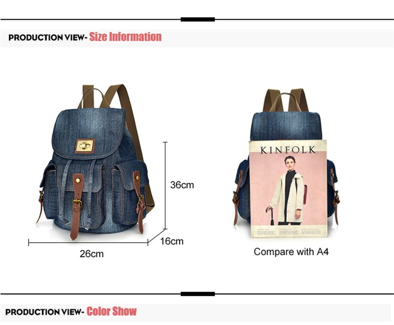 New Retro Denim Backpack Female Casual Travel School Bags For Teenage Girls Outdoor Sports Shopping Anti-Theft Laptop Backpacks