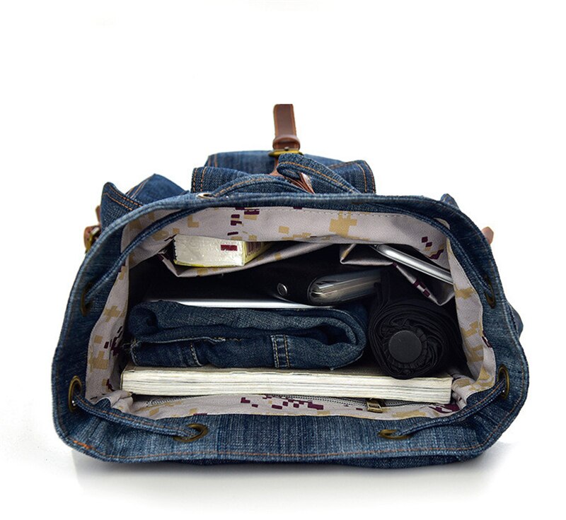 New Retro Denim Backpack Female Casual Travel School Bags For Teenage Girls Outdoor Sports Shopping Anti-Theft Laptop Backpacks