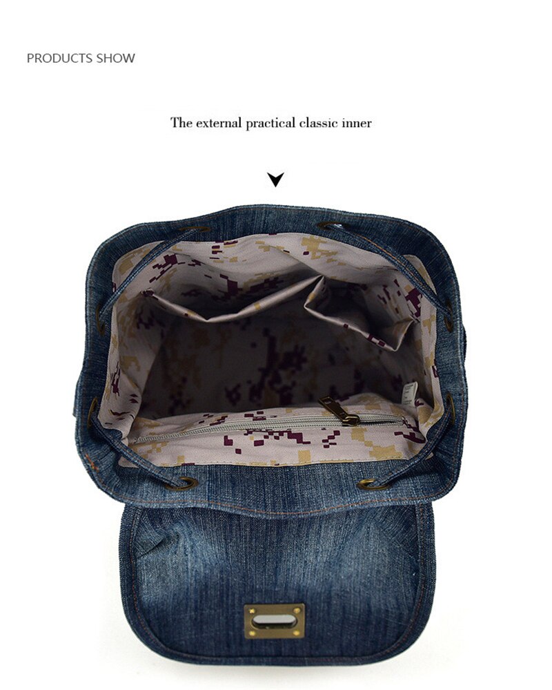 New Retro Denim Backpack Female Casual Travel School Bags For Teenage Girls Outdoor Sports Shopping Anti-Theft Laptop Backpacks