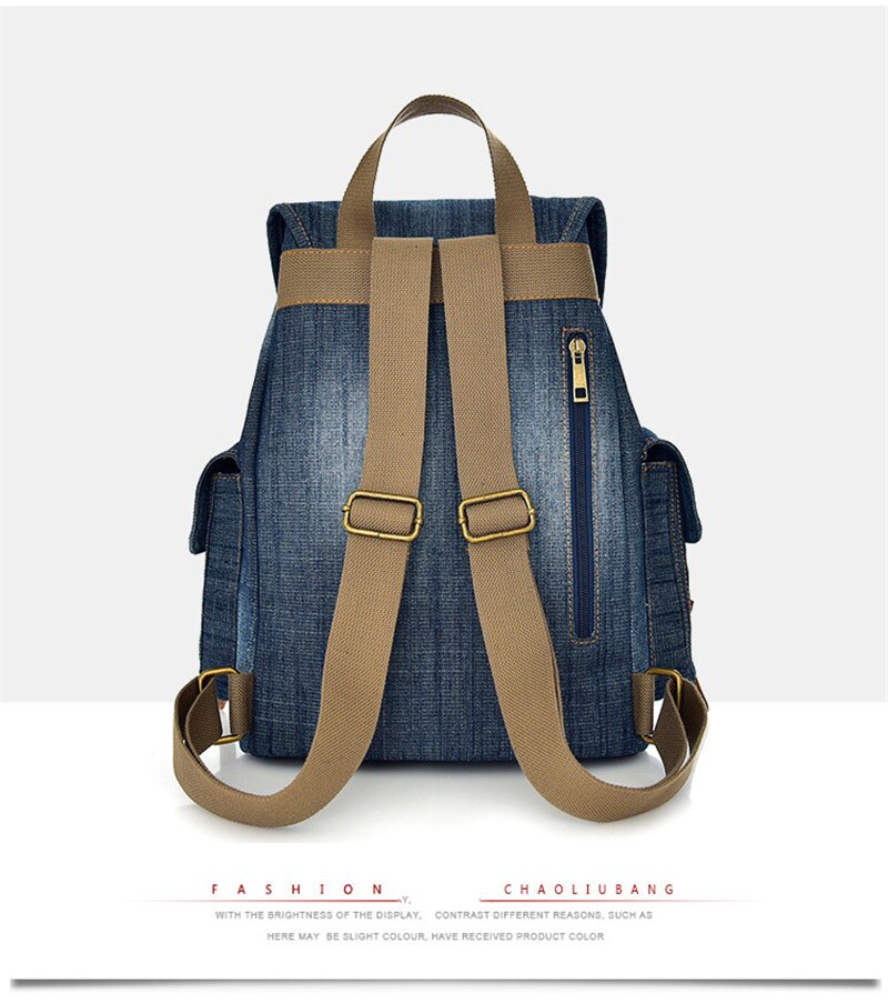 New Retro Denim Backpack Female Casual Travel School Bags For Teenage Girls Outdoor Sports Shopping Anti-Theft Laptop Backpacks
