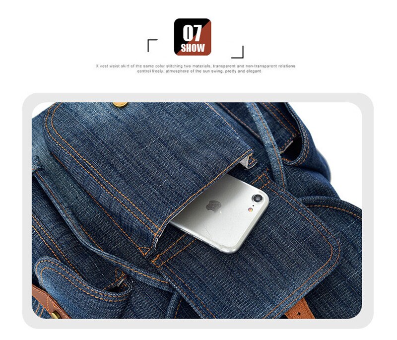 New Retro Denim Backpack Female Casual Travel School Bags For Teenage Girls Outdoor Sports Shopping Anti-Theft Laptop Backpacks