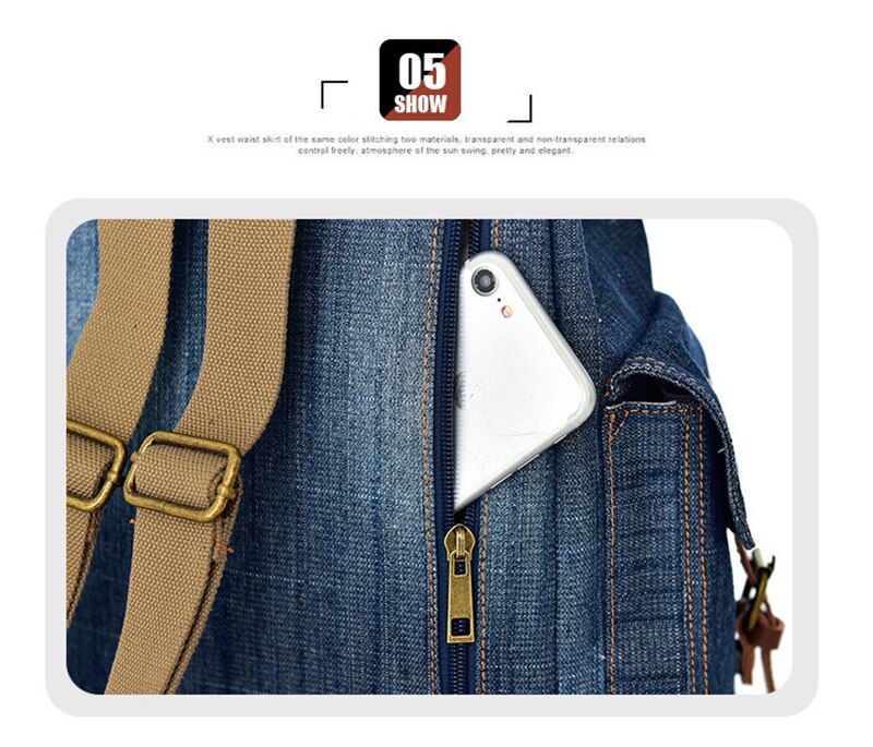 New Retro Denim Backpack Female Casual Travel School Bags For Teenage Girls Outdoor Sports Shopping Anti-Theft Laptop Backpacks