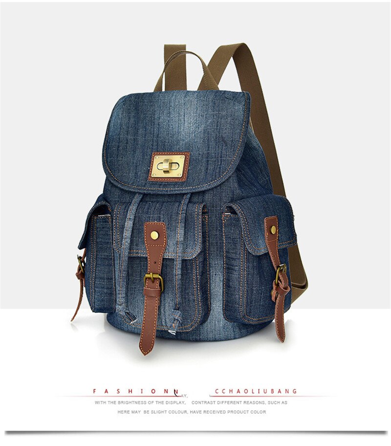 New Retro Denim Backpack Female Casual Travel School Bags For Teenage Girls Outdoor Sports Shopping Anti-Theft Laptop Backpacks