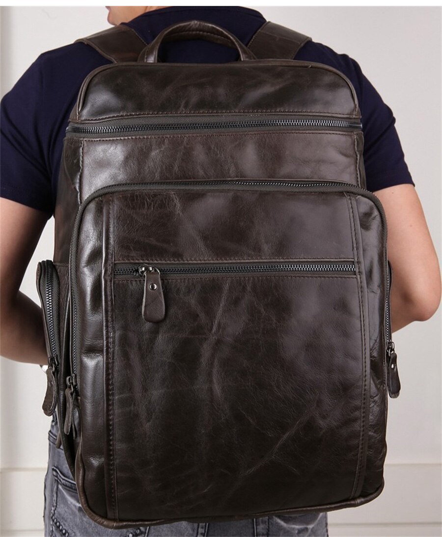 New Style Genuine Leather Mens Fashion Trend Luggage Backpack New Design Large Capacity Travel Backpack Mens Laptop Bag Knapsack