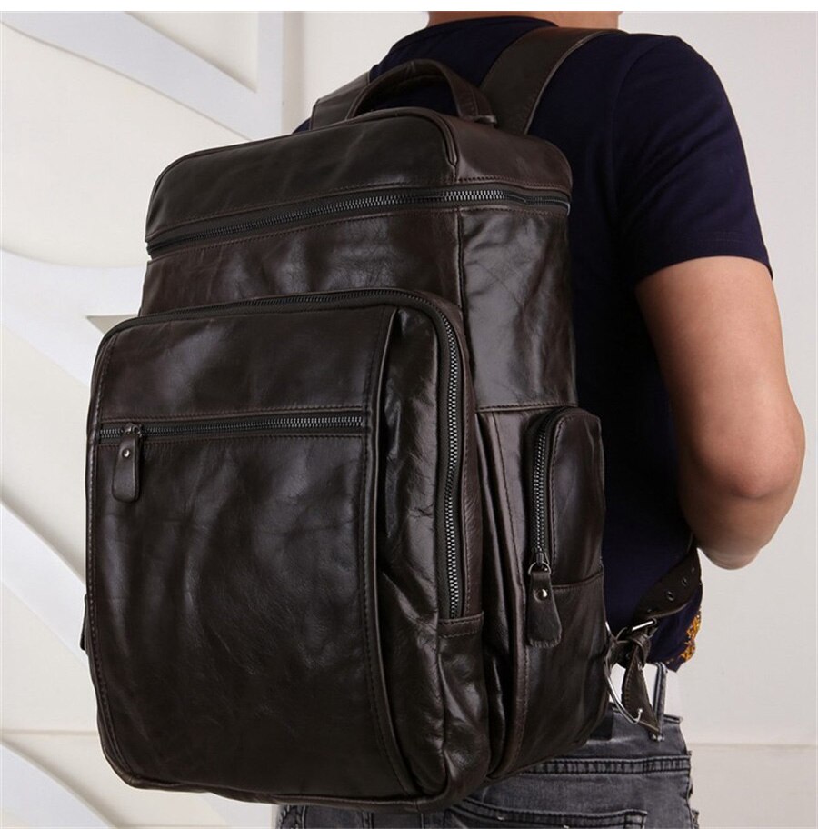 New Style Genuine Leather Mens Fashion Trend Luggage Backpack New Design Large Capacity Travel Backpack Mens Laptop Bag Knapsack